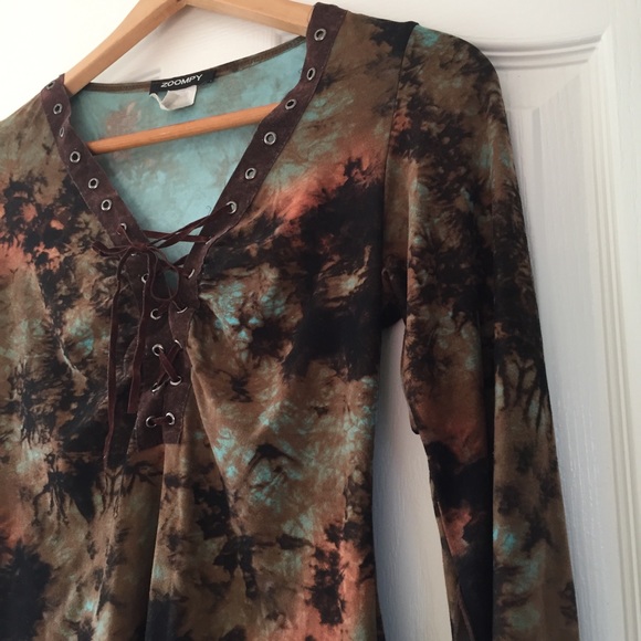 Vintage boho y2k tie dye bell sleeve long sleeve - Picture 2 of 8